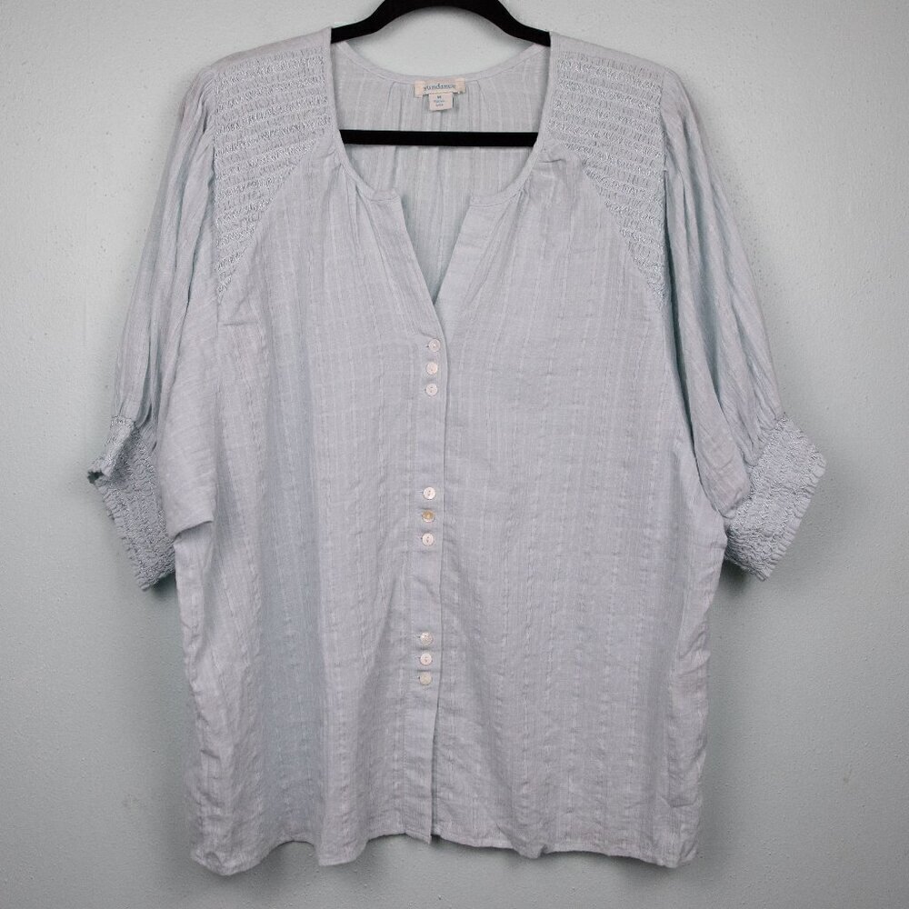 Sundance Larissa smocked detail light blue top-M